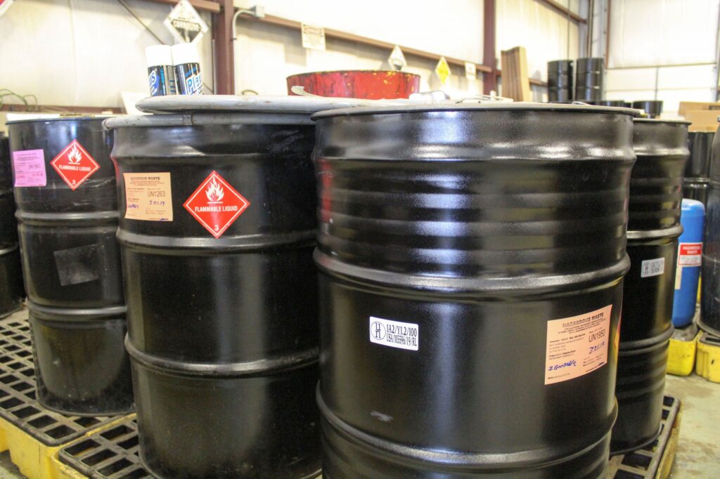 Drums of Hazardous Waste at a NEDT Collection Center.