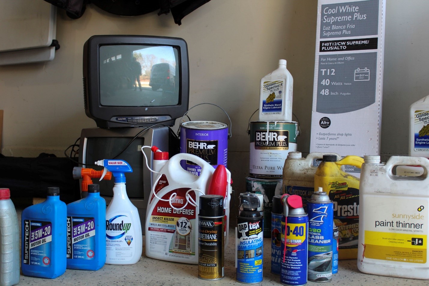 Chemical cleaning products, paint thinner, e-waste, and several other hazardous materials