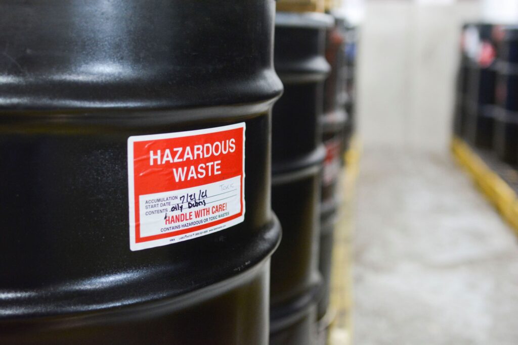A barrel of hazardous waste at an NEDT Collection Center.
