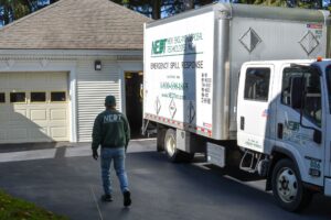 An NEDT Box Truck, brought in for heavy loads from homes.