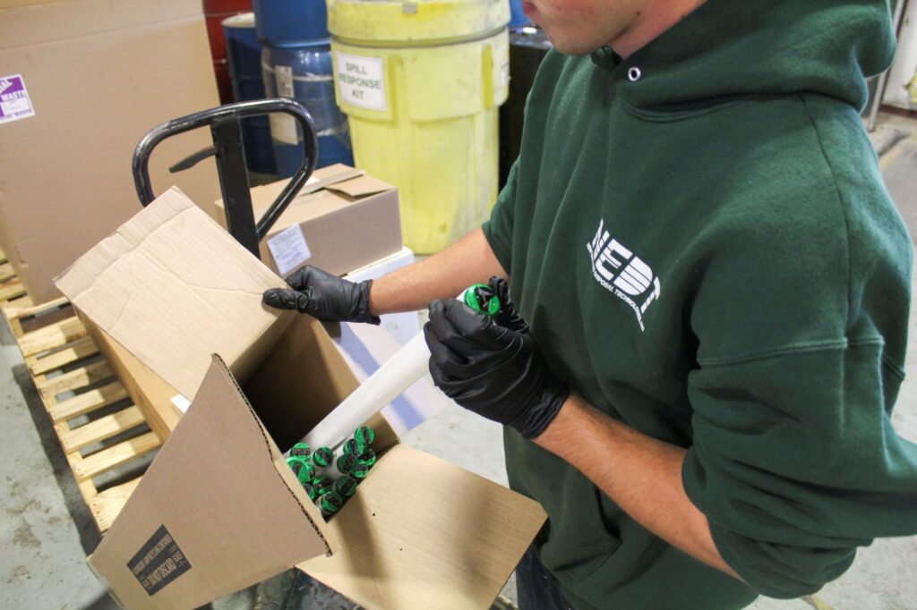 NEDT technician handles fluorescent lighting, which contains mercury.