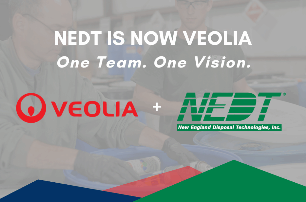 Veolia and NEDT Logos with NEDT works in backdrop.