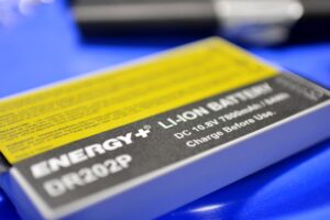 Close-up of a lithium battery.